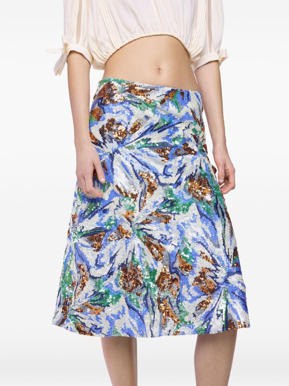 Gonna midi con paillettes multicolore Rabanne - donna 