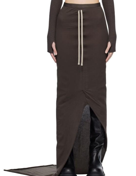 Gonna maxi regolabile in marrone Rick Owens x Moncler - donna<BR/> 