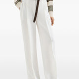 Pantaloni a gamba ampia in bianco Brunello cucinelli - donna 