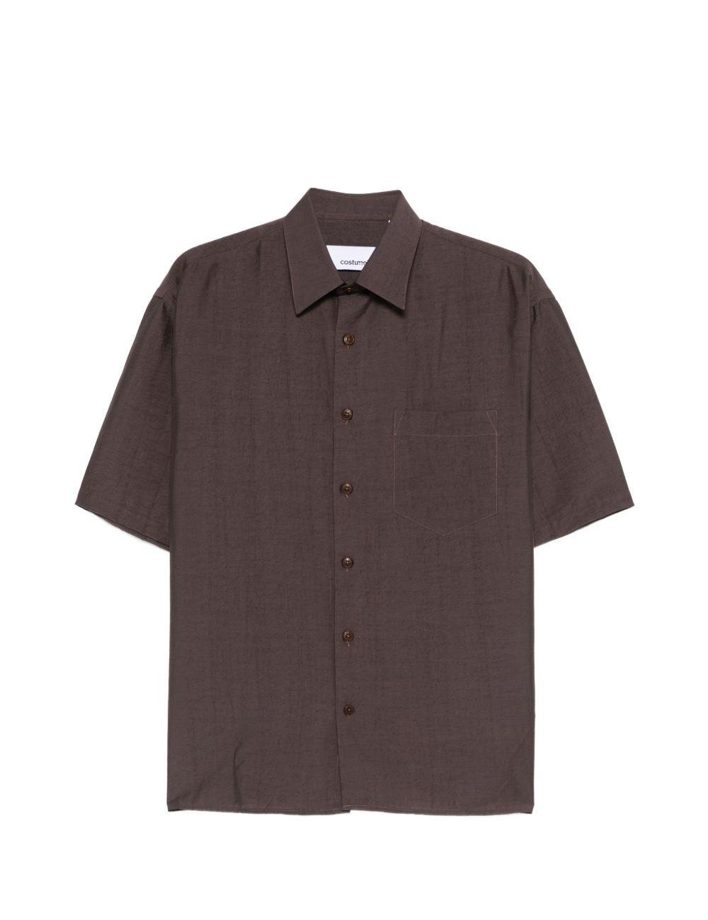 Camicia con tasca a maniche corte in marrone Costumein - uomo 