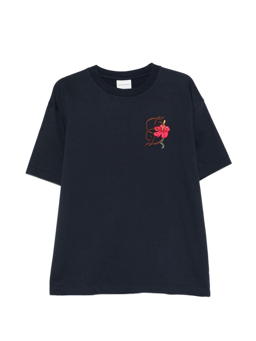 T-shirt D Hibiscus Brodée in blu Drole de monsieur - uomo 