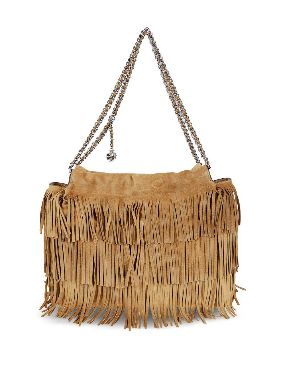 Borsa felming con frange in beige Tory burch - donna 