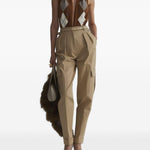 Pantaloni a vita alta cargo in beige 