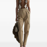 Pantaloni a vita alta cargo in beige 