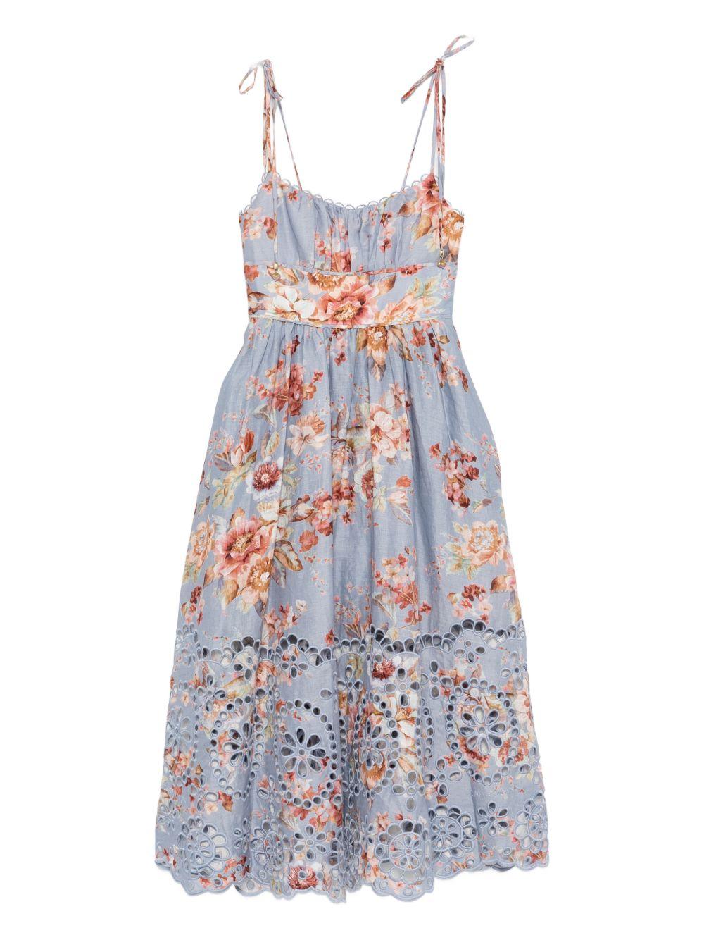 Abito midi Awaken Picnic a fiori in azzurro Zimmermann - donna 