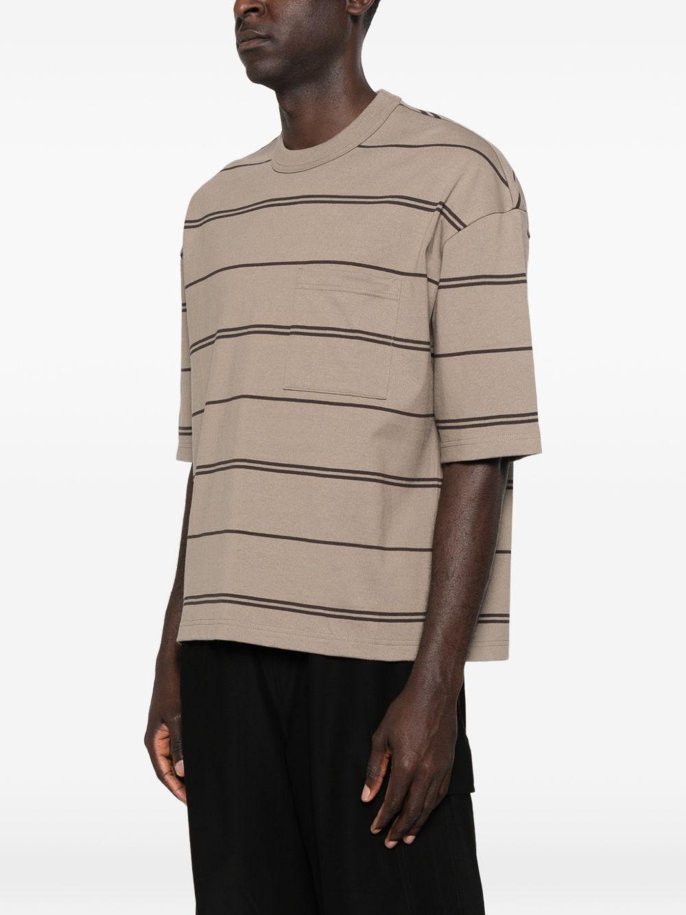 T-shirt a righe con taschino sul petto in beige Comme des garcons homme - uomo 