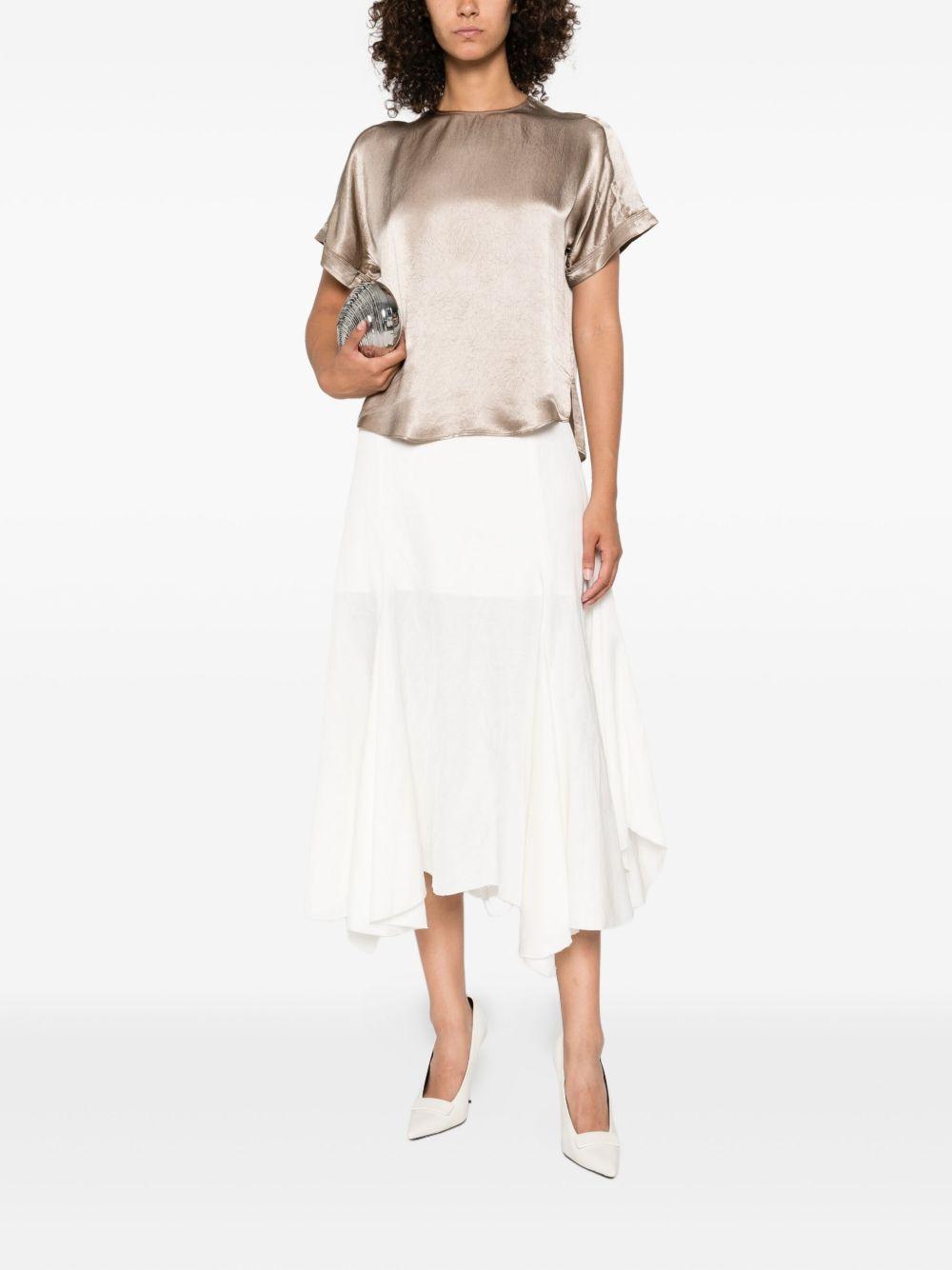 Top satinato a maniche corte in beige Simkhai - donna 