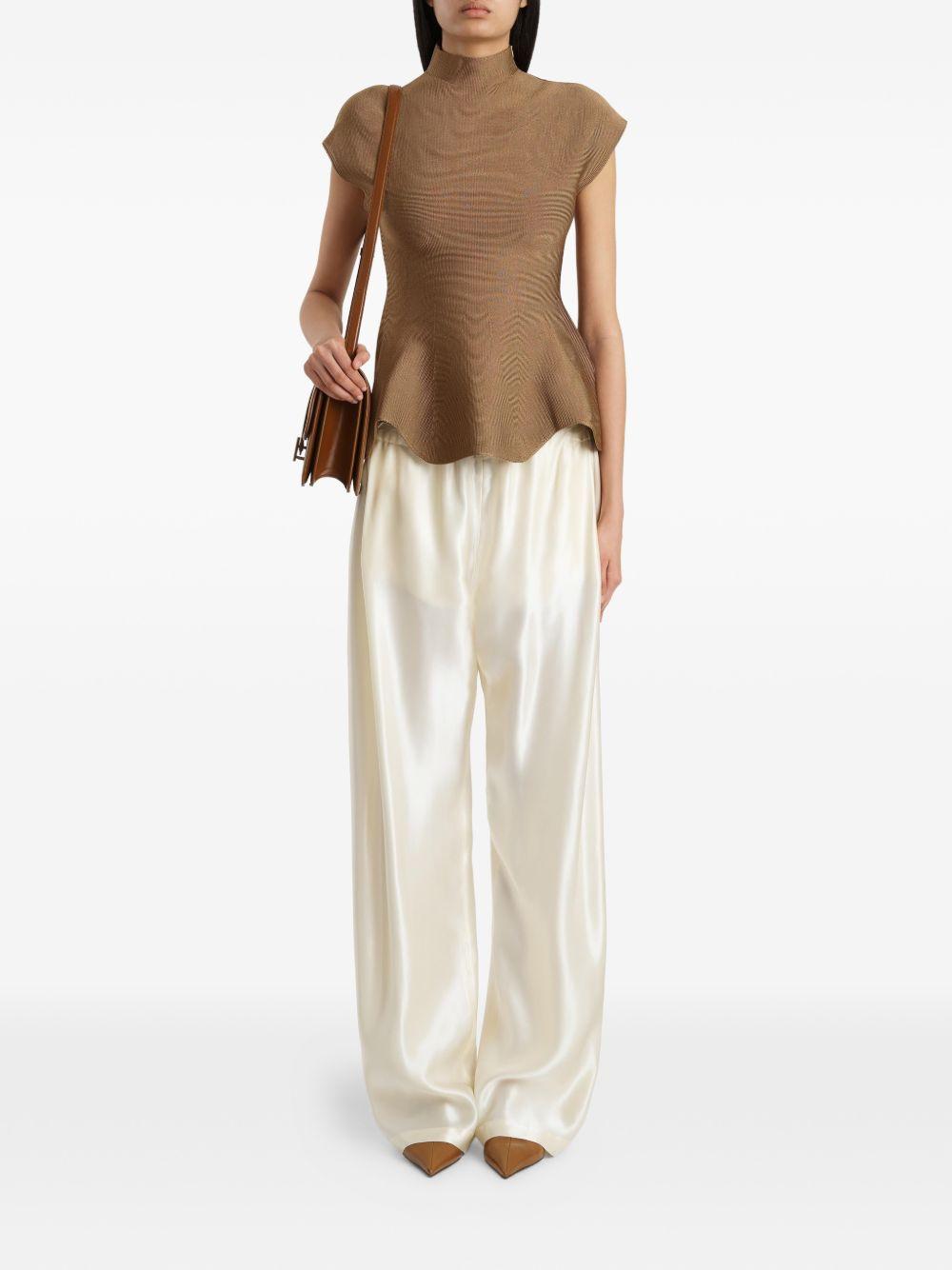 Top con orlo a peplum in marrone Khaite - donna 