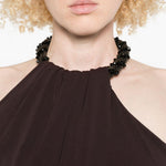 Abito lungo con scollo halter in marrone Amen - donna 