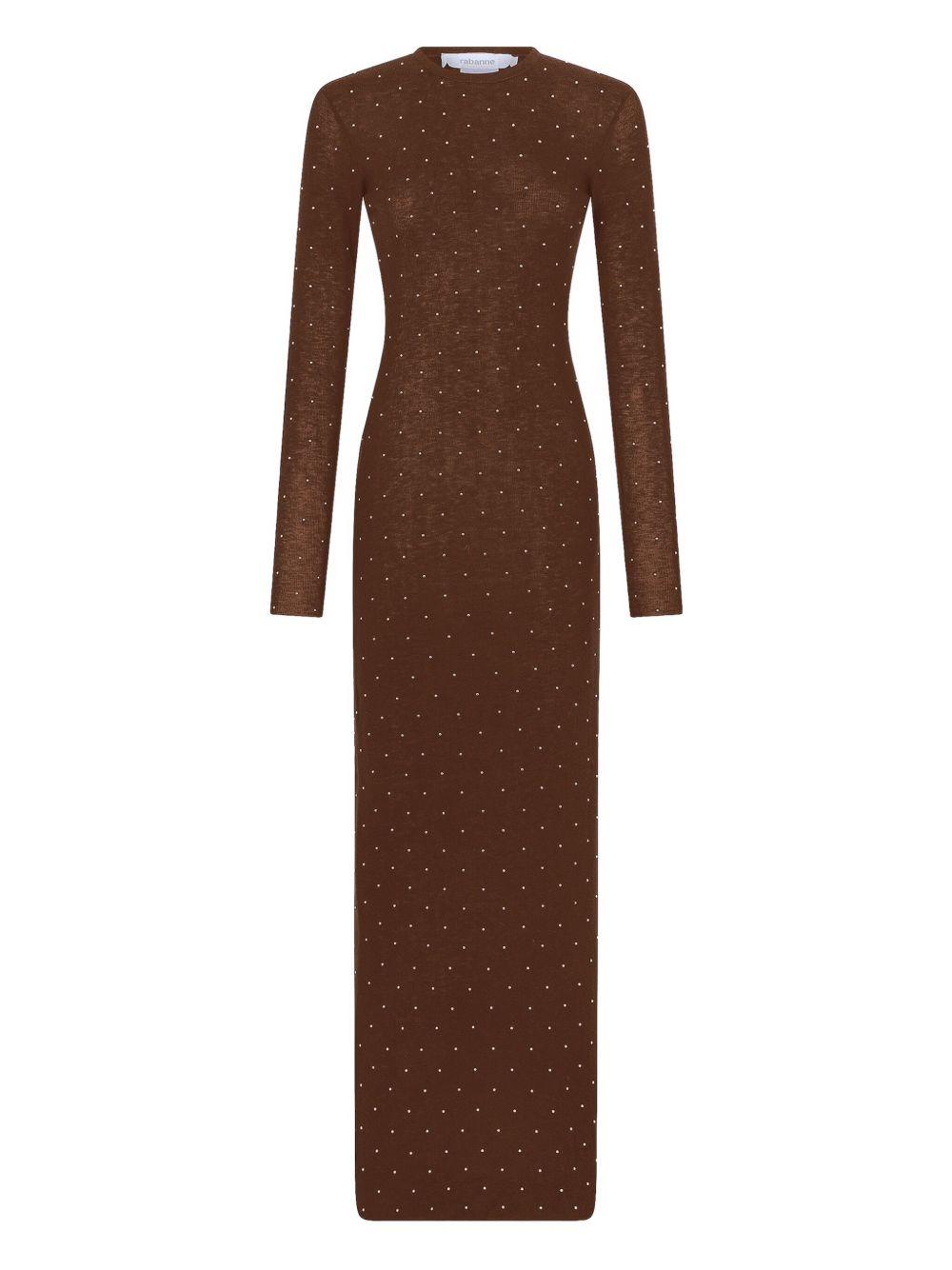 Abito in maglia con cristalli in marrone Rabanne - donna 