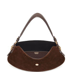 Borsa a spalla Kat Baguette in suede marrone Ganni - donna 