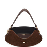 Borsa a spalla Kat Baguette in suede marrone Ganni - donna 