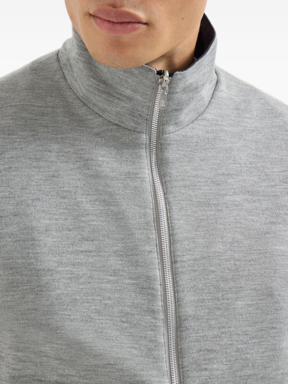 Giacca reversibile con logo in blu e grigio brunello cucinelli - uomo 