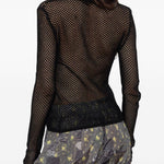 Top all'uncinetto con applicazioni a fiore in nero Ganni - donna 