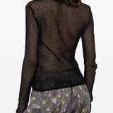 Top all'uncinetto con applicazioni a fiore in nero Ganni - donna 