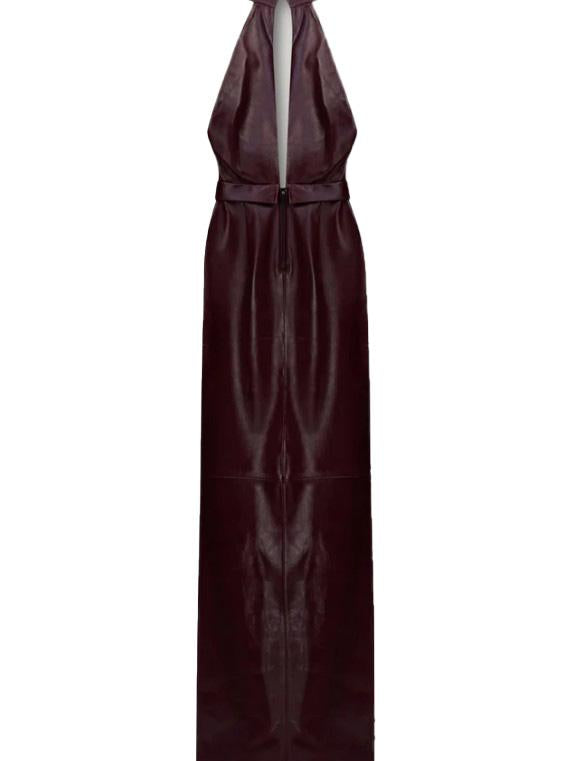 Abito nessa con spacco in pelle in bordeaux The new arrivals ilkyaz ozel - donna 