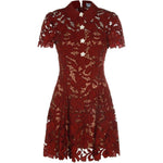Abito mini in pizzo in bordeaux 