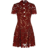 Abito mini in pizzo in bordeaux 