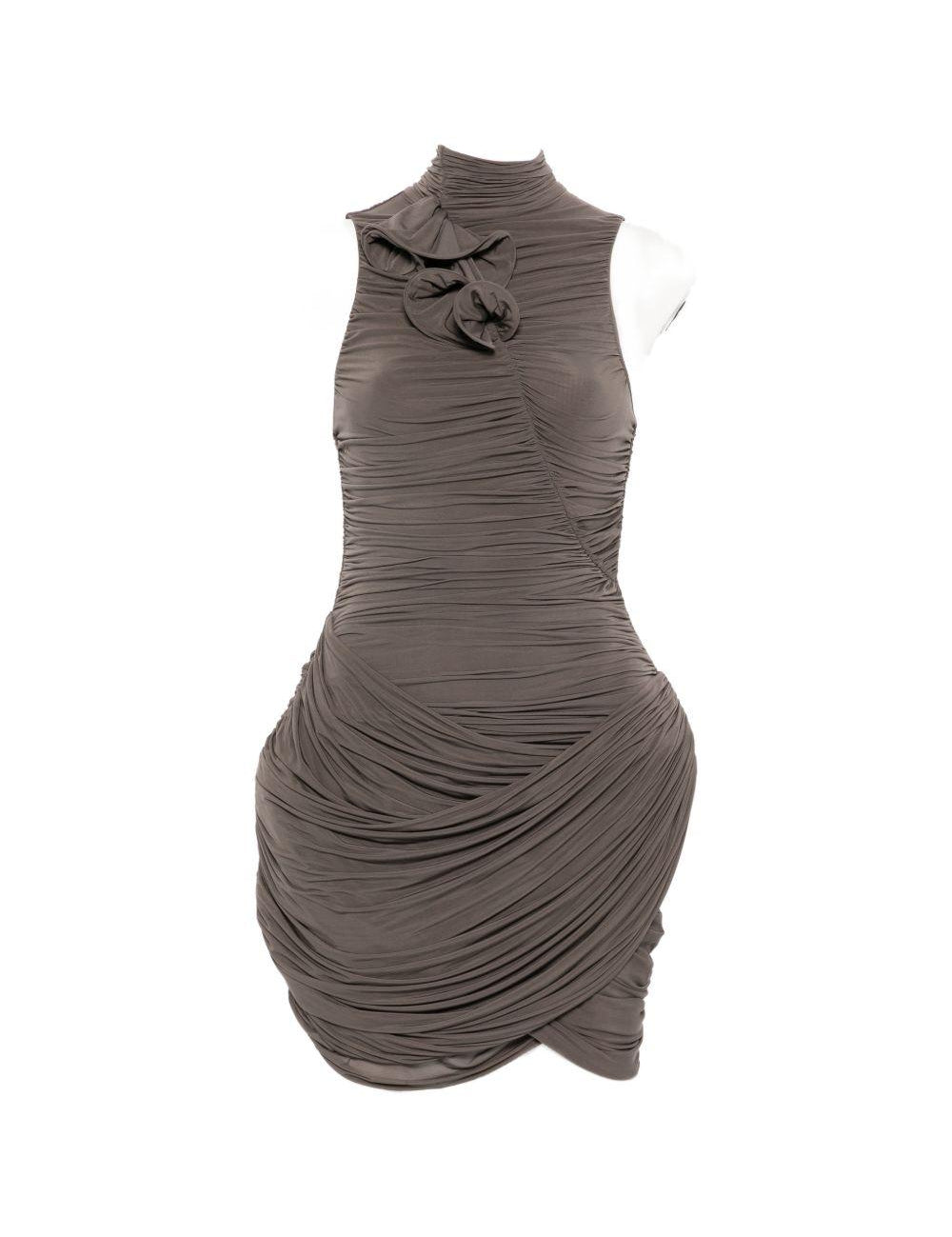 Abito mini con applicazioni floreali in marrone Magda butrym - donna 