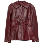 Giacca in pelle con cintura tenzone in bordeaux Maxmara sportmax - donna 