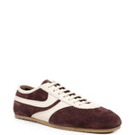 Sneakers in pelle con design a pannelli in viola 