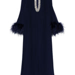 Abito lungo con piume in blu Self-Portrait - donna 