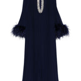 Abito lungo con piume in blu Self-Portrait - donna 