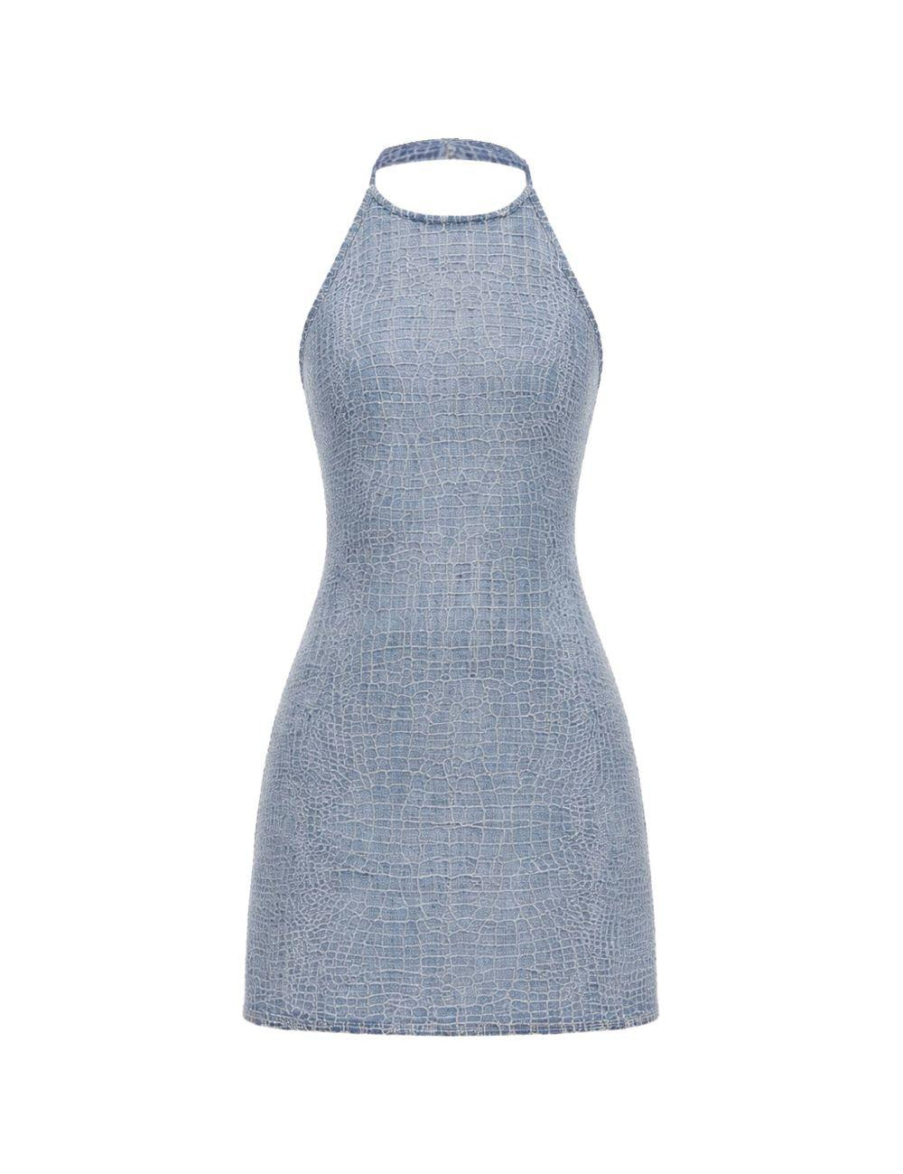 Abito effetto pelle coccodrillo in blu Self-portrait - donna 