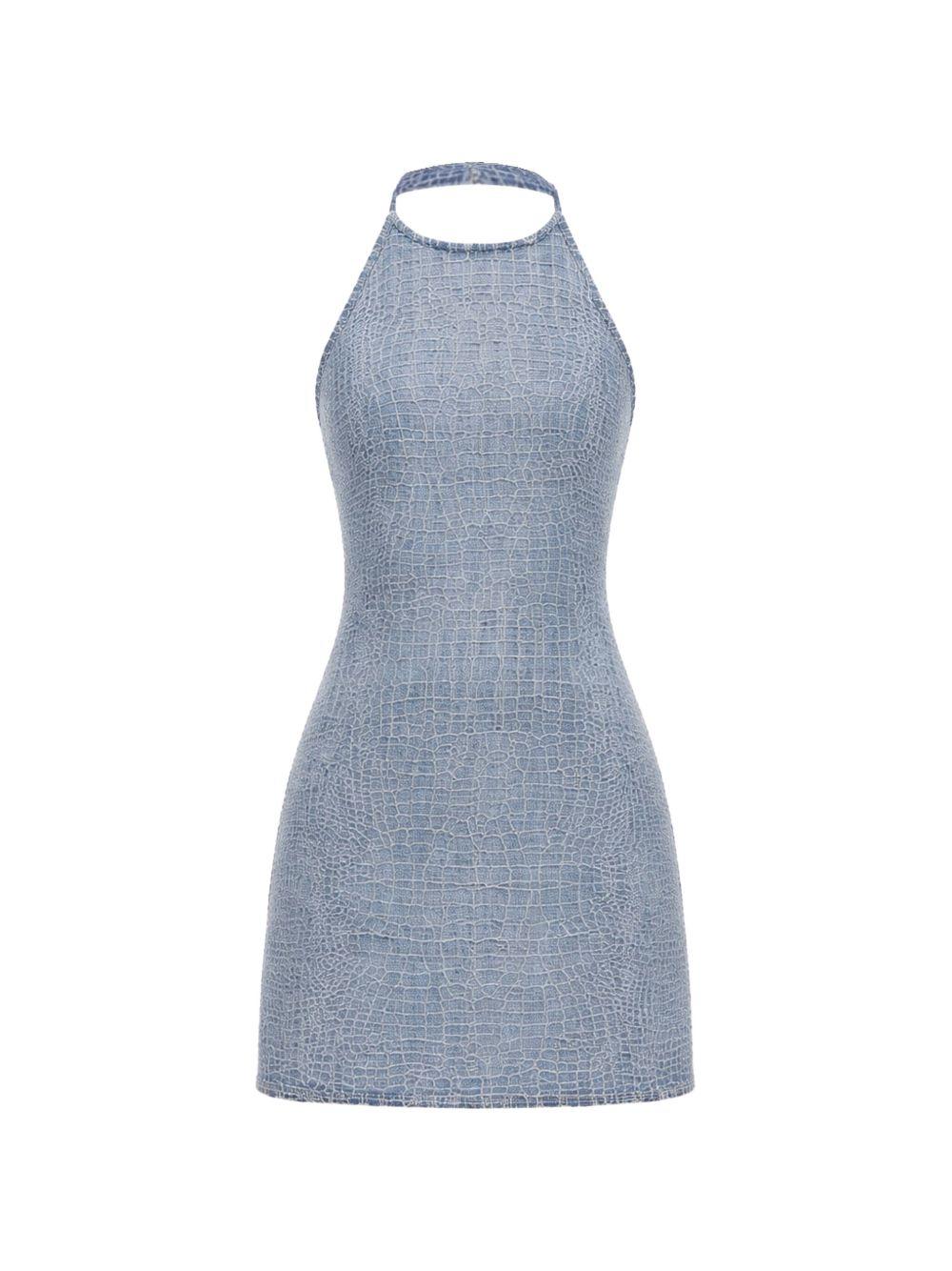 Abito effetto pelle coccodrillo in blu Self-portrait - donna 