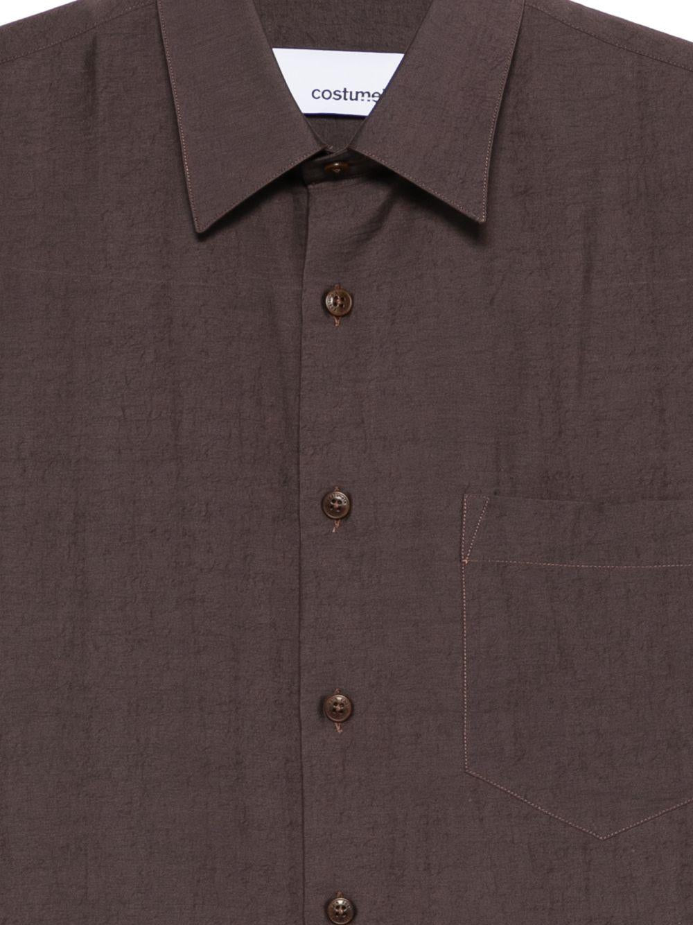 Camicia con tasca a maniche corte in marrone Costumein - uomo 
