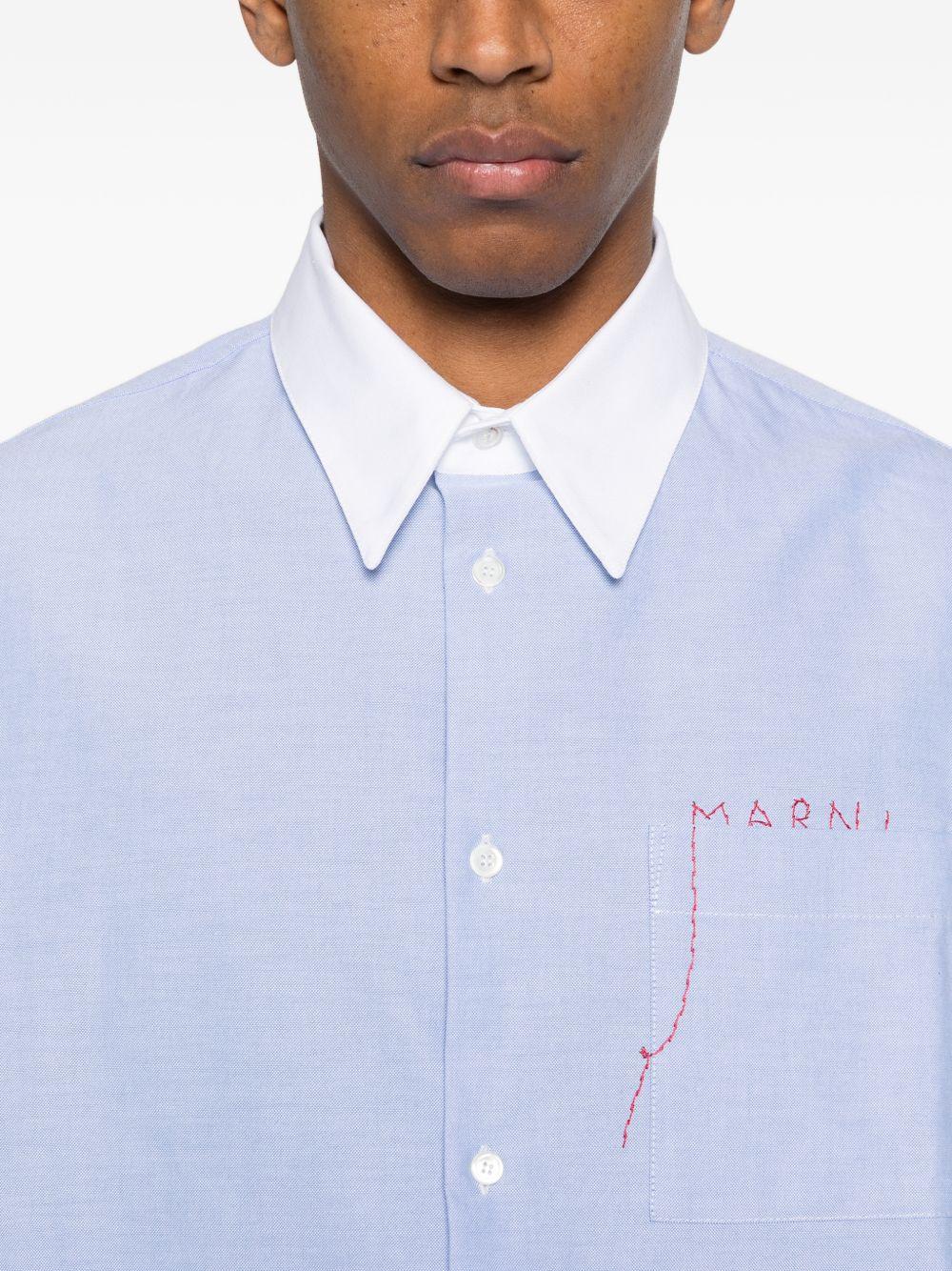 Camicia bicolore a maniche lunghe blu Marni - uomo 
