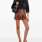 Minigonna in pelle verniciata con cintura in marrone Diesel - donna 