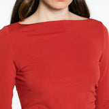 T-shirt a maniche lunghe arricciate in rosso Maxmara - donna 