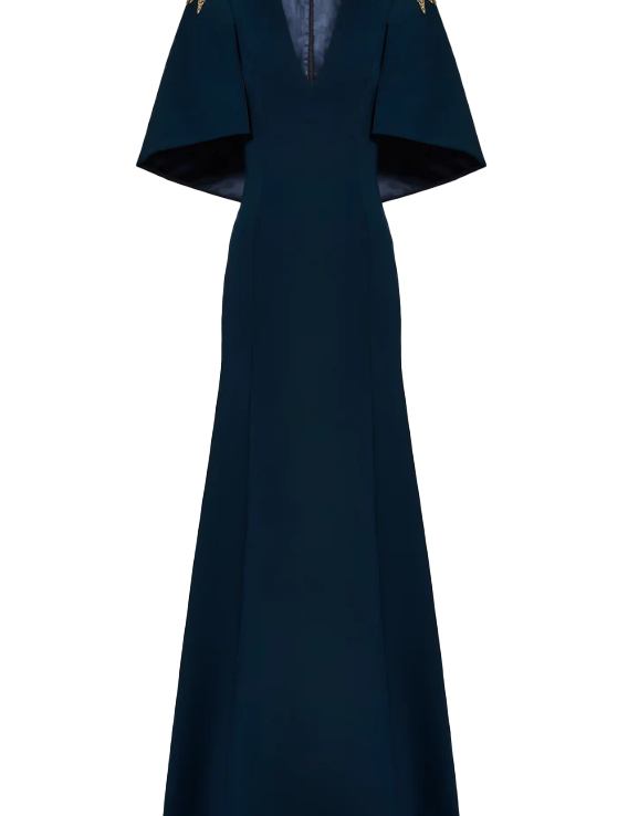 Abito lungo star shower con cristalli in blu Jenny packham - donna 