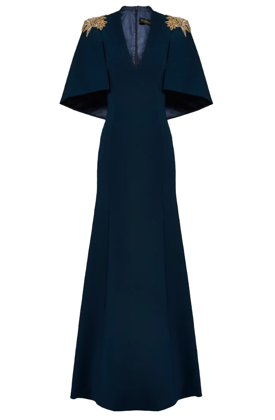 Abito lungo star shower con cristalli in blu Jenny packham - donna 