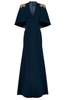 Abito lungo star shower con cristalli in blu Jenny packham - donna