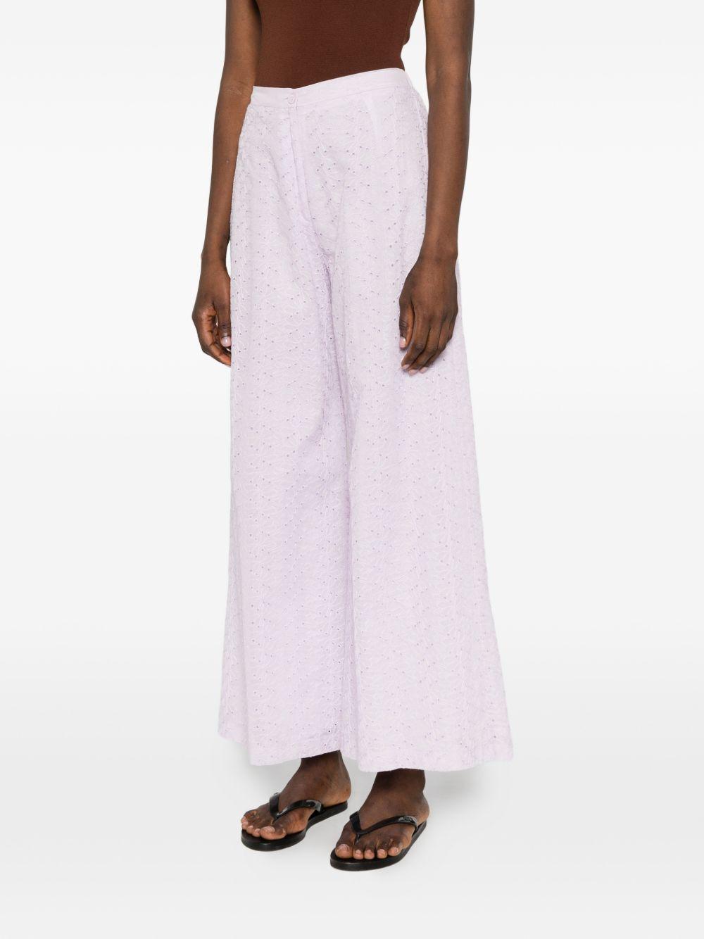 Pantaloni broderie-anglaise in viola Forte forte - donna 