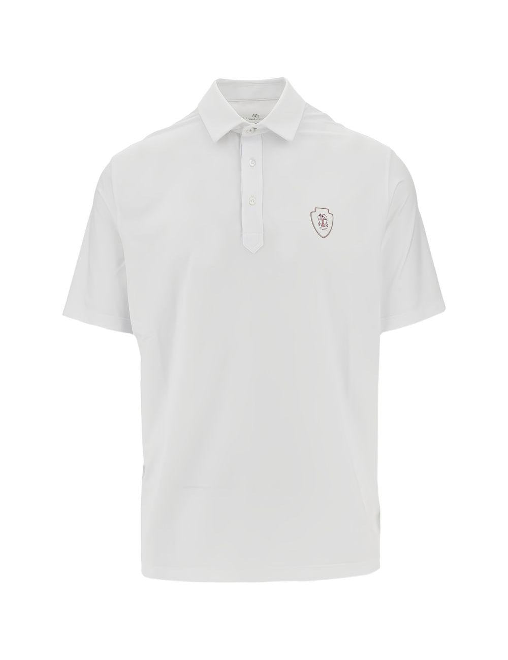 Polo con logo e toppa in bianco Brunello cucinelli - uomo 