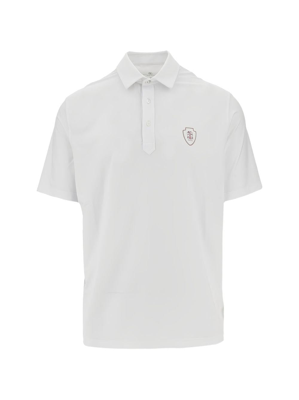 Polo con logo e toppa in bianco Brunello cucinelli - uomo 