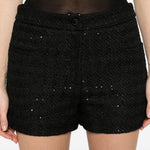 Shorts con paillettes in nero Thelaurent - donna 