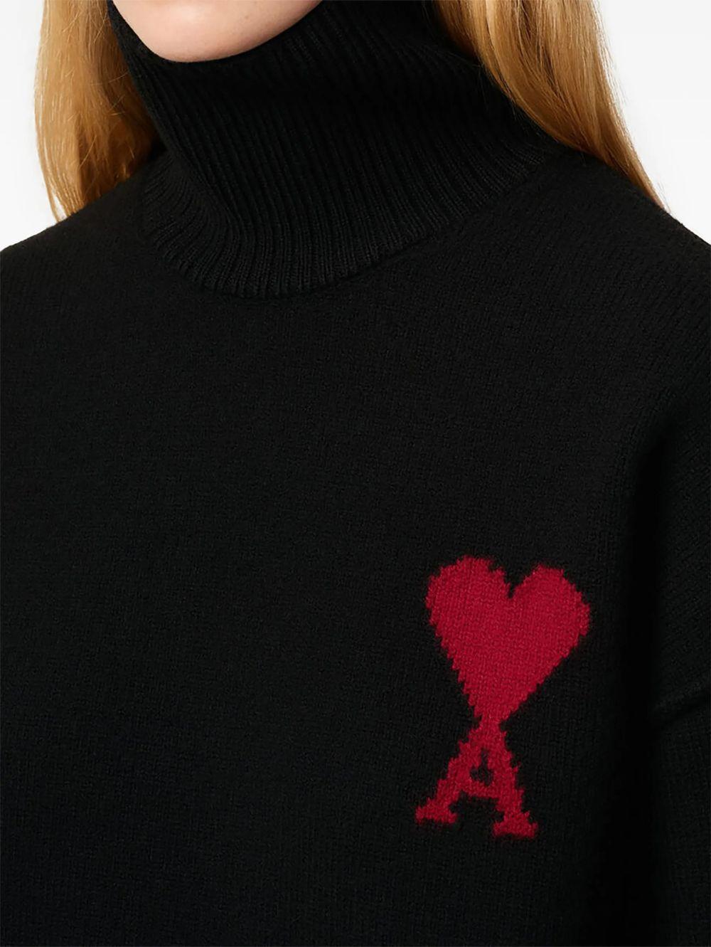 Maglione collo alto con logo in nero Ami Paris - unisex 