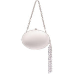 Clutch in raso con crisalli color argento 