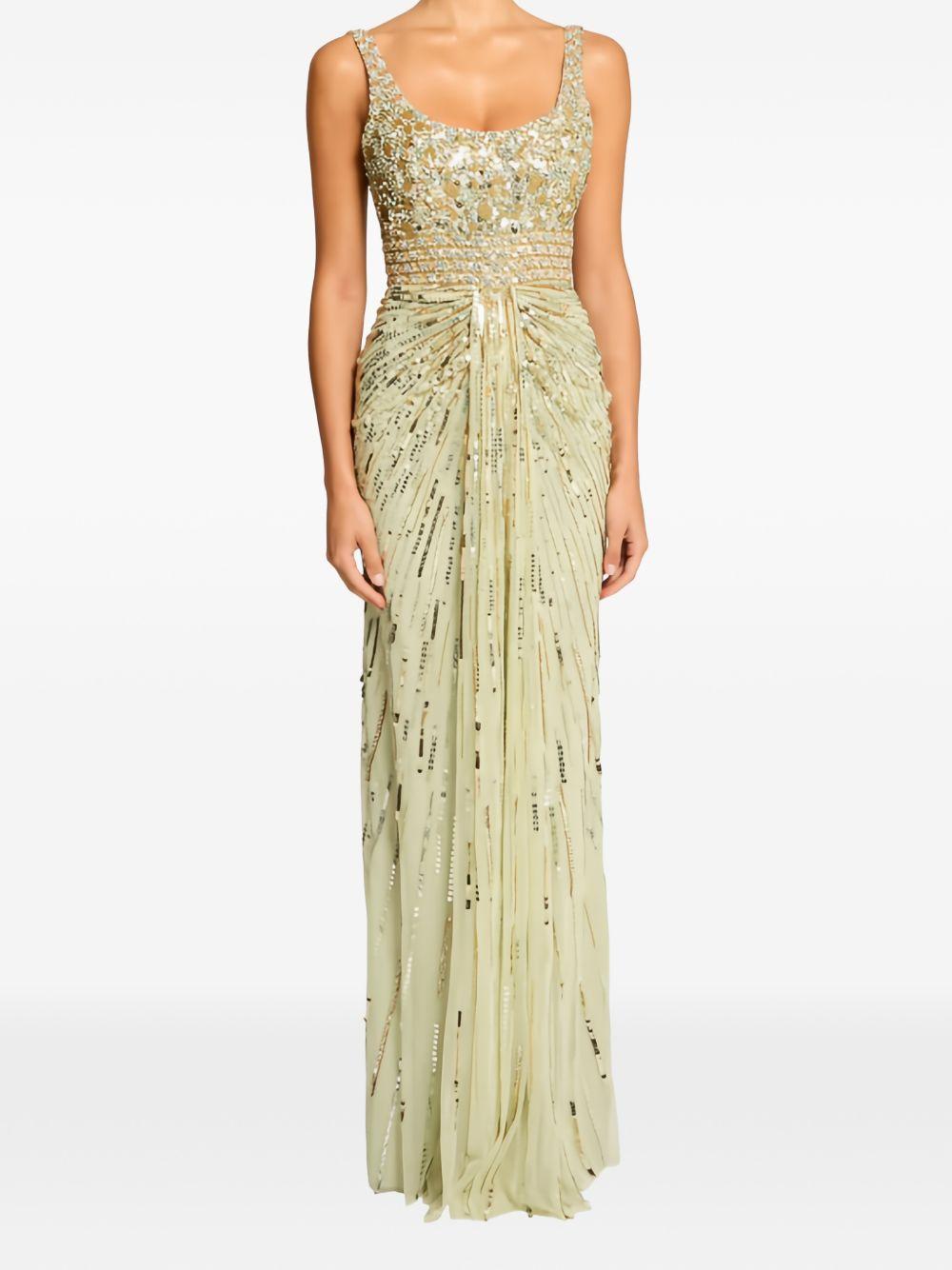 Abito Elixir lungo con paillettes in verde Jenny packham - donna 