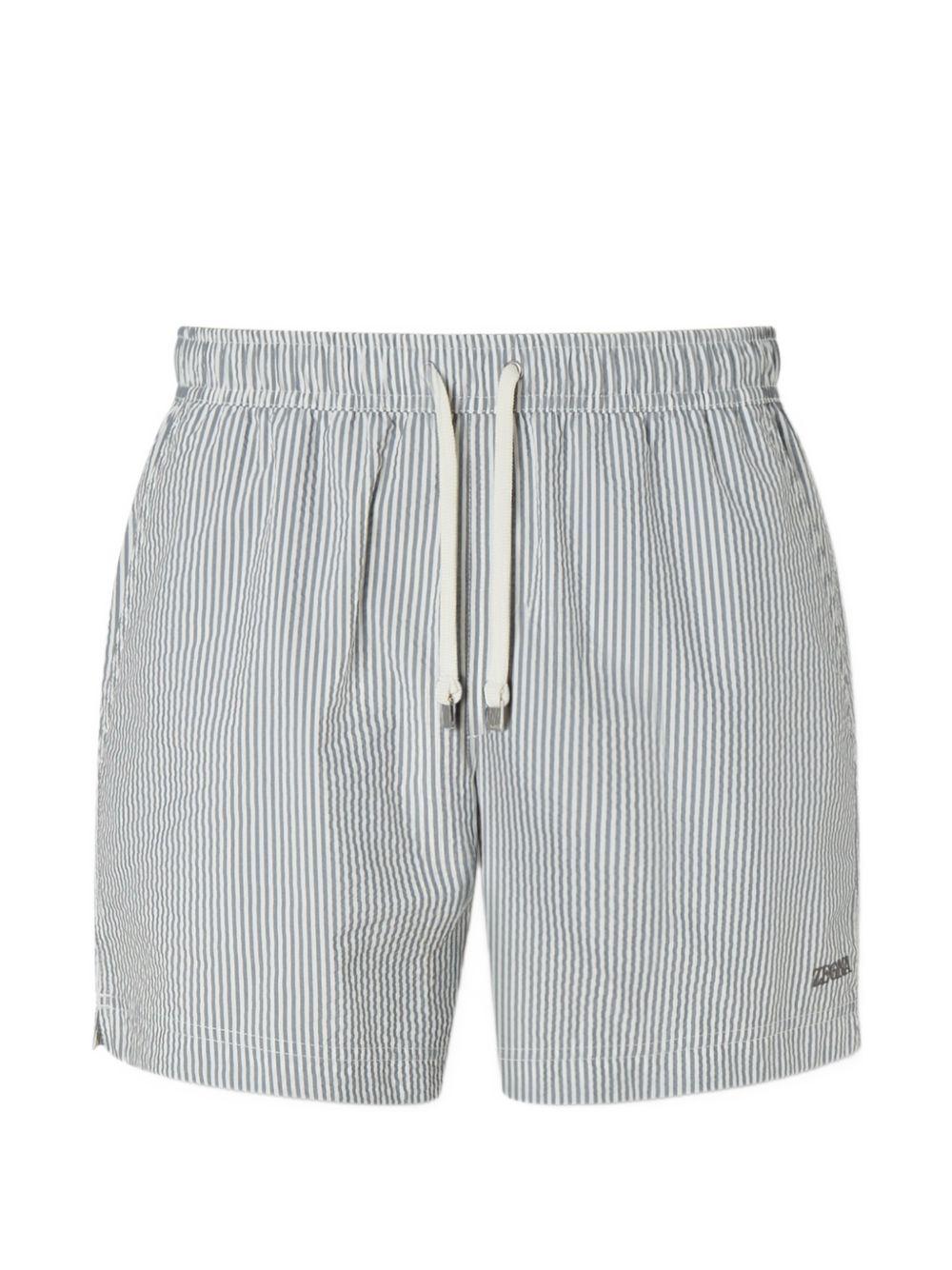 Costume da bagno a righe con coulisse in bianco e grigio  Zegna - uomo 
