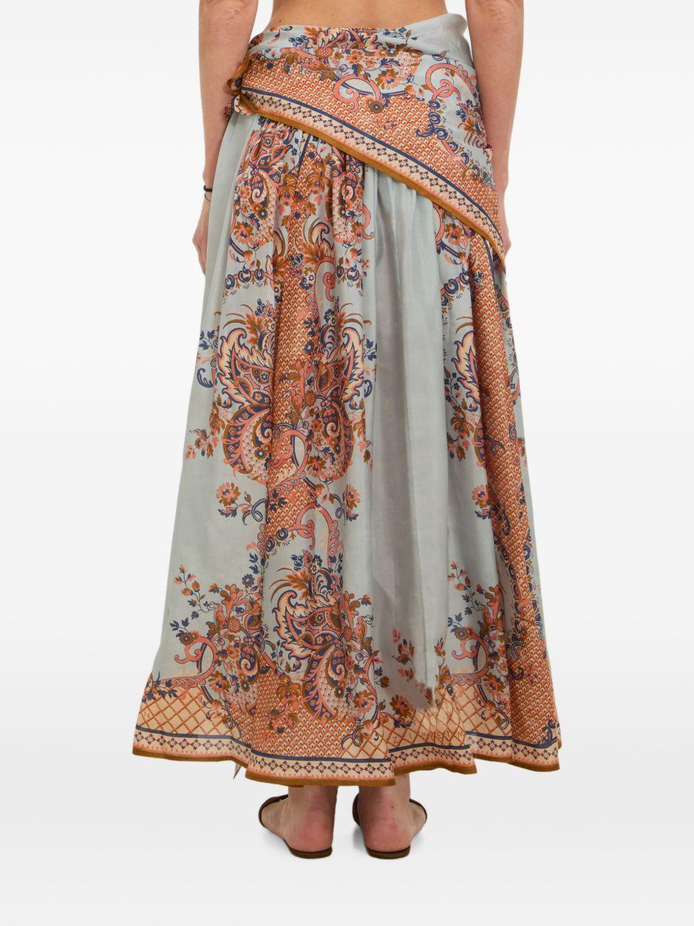 Gonna midi con stampa aster in celeste Zimmermann - donna 
