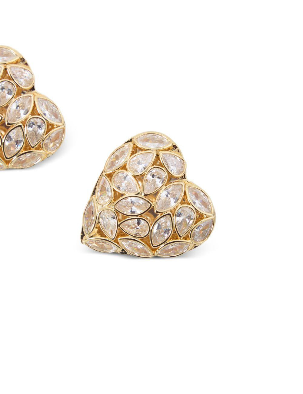 Orecchini a cuore con cristalli in oro Self-portrait - donna 