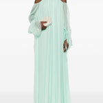 Abito lungo in seta con dettaglio con cristalli in verde acqua Amen - donna 
