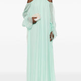 Abito lungo in seta con dettaglio con cristalli in verde acqua Amen - donna 