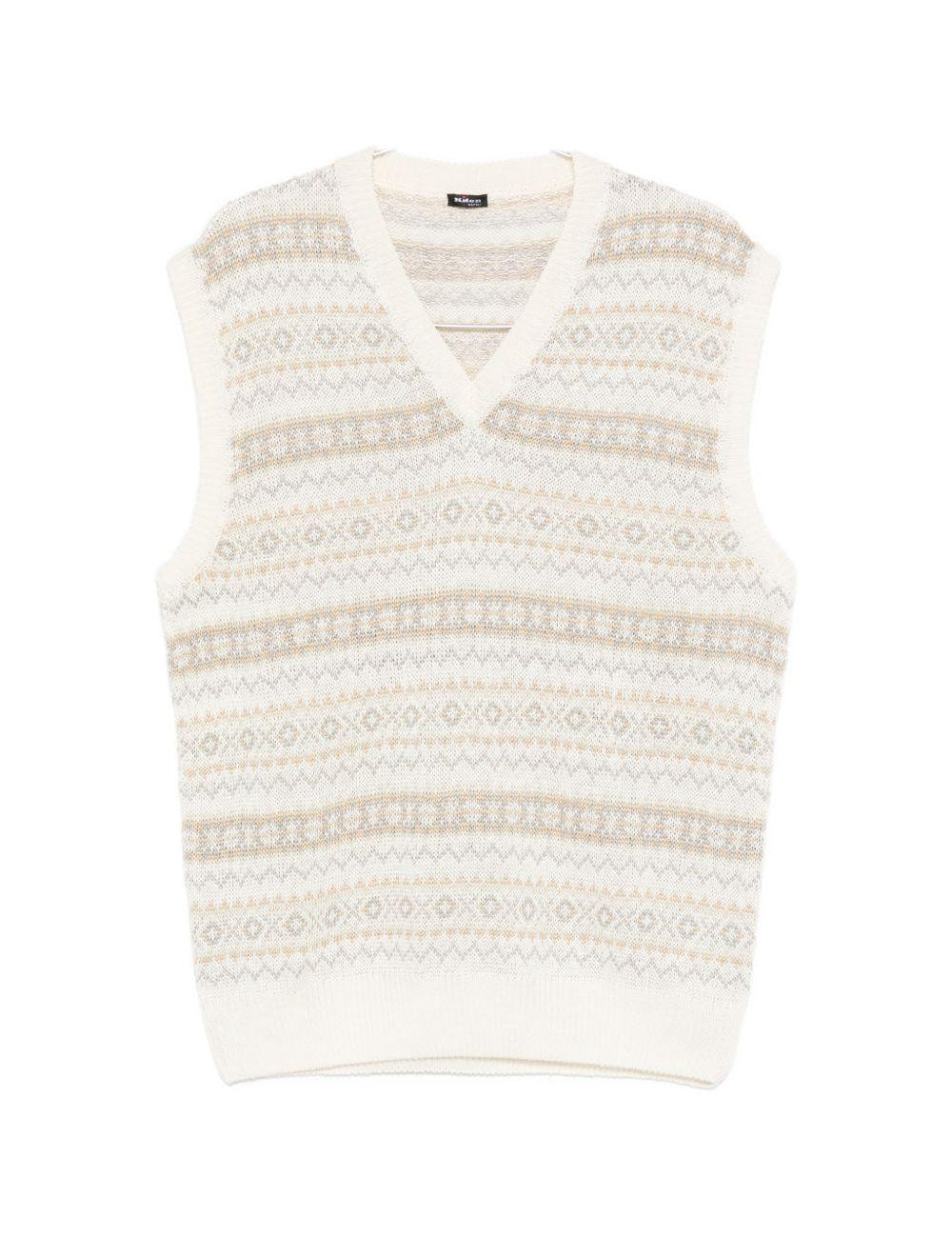 Gilet con fantasia scollo a v in multicolore Kiton - uomo 
