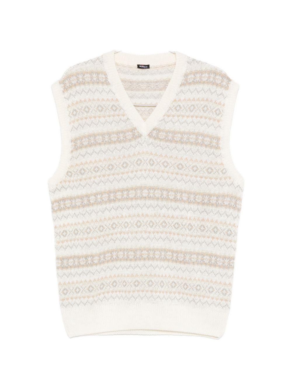 Gilet con fantasia scollo a v in multicolore Kiton - uomo 